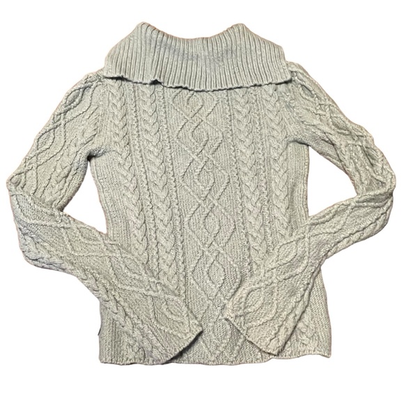 American Eagle women’s size XS gray cable knit sweater with collar winter fall - Picture 2 of 7